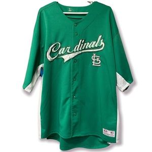 True Fan St Louis Cardinals Button Up St Pat’s Day Jersey Green White Men's 2XL